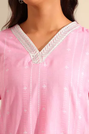 Pari rose zari stripe kurta set