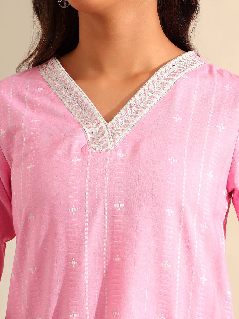 Pari rose zari stripe kurta set