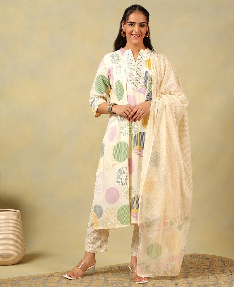 Tara pastel orb print suit set