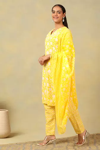Myra sunny leafy bloom kurta set