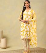 Nitara mustard lily motif kurta set