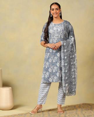 Advika slate floral bloom kurta set 1