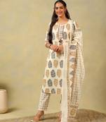 Mihika pine & ochre block print suit set