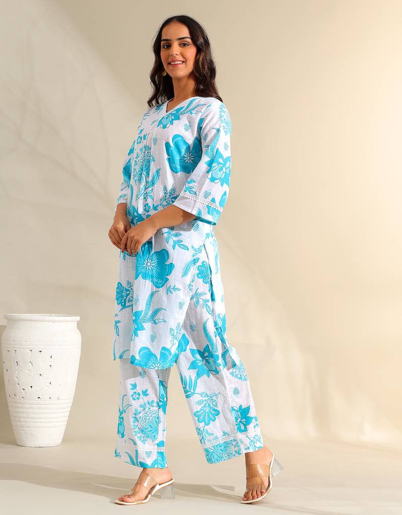 Diya azure floral dream kurta set
