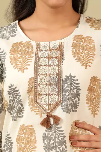 Mihika pine & ochre block print suit set