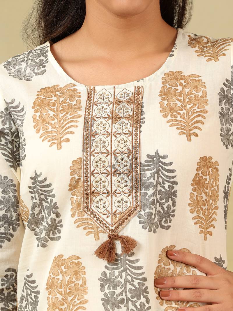 Mihika pine & ochre block print suit set