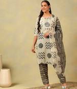 Saanvi monochrome geometric block print suit set