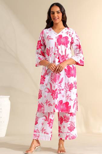 Jiya magenta bloom kurta set