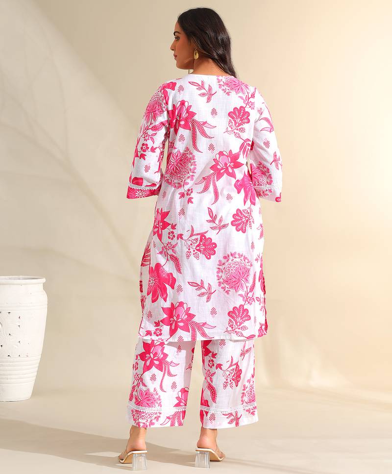 Jiya magenta bloom kurta set