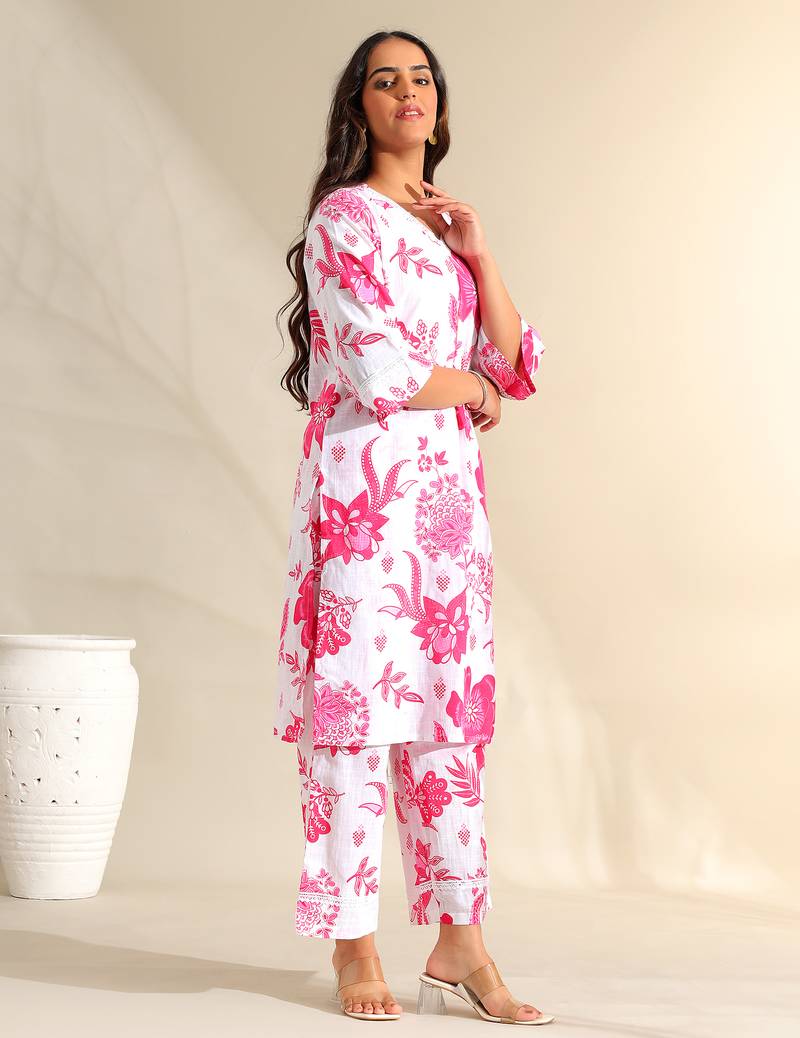 Jiya magenta bloom kurta set