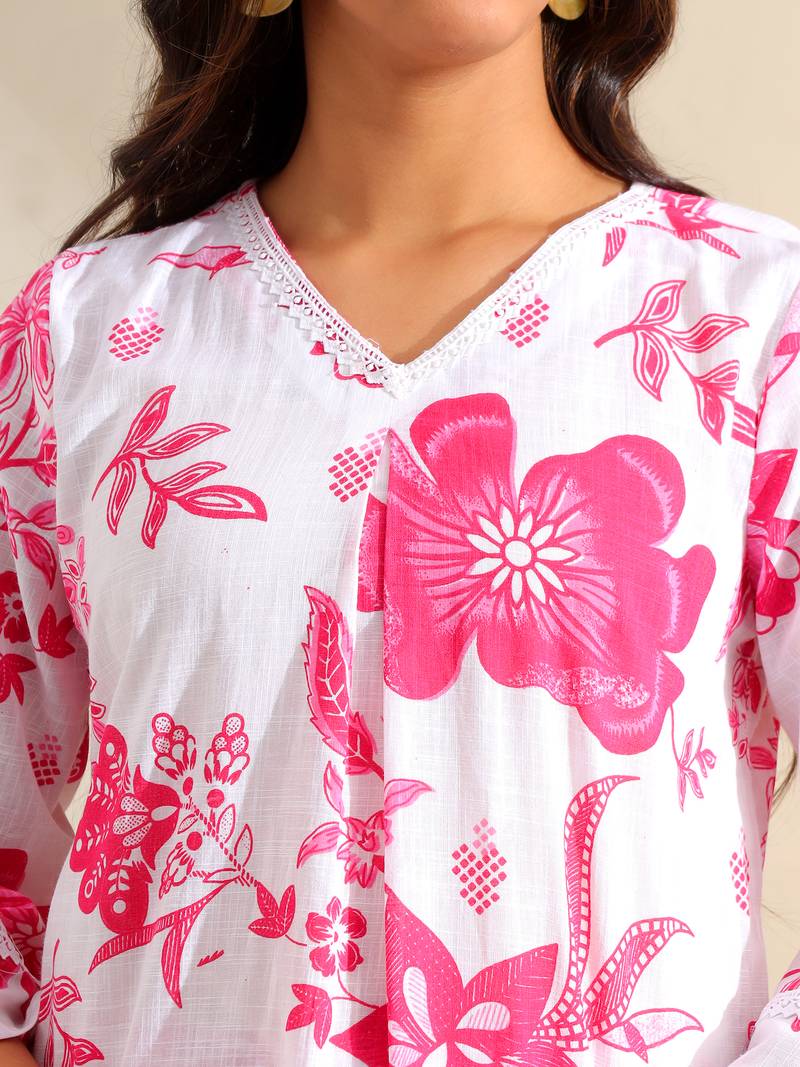 Jiya magenta bloom kurta set