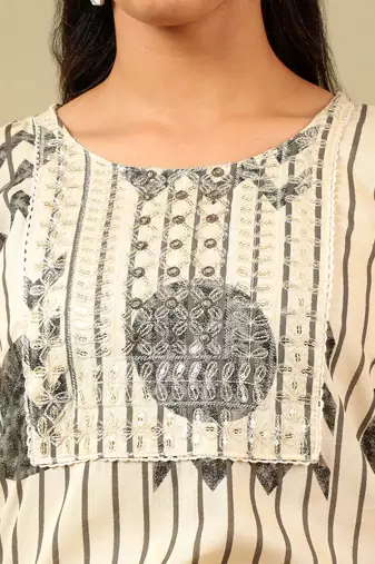 Saanvi monochrome geometric block print suit set