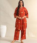 Reva rust geometric kurta set