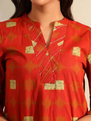 Reva rust geometric kurta set 5