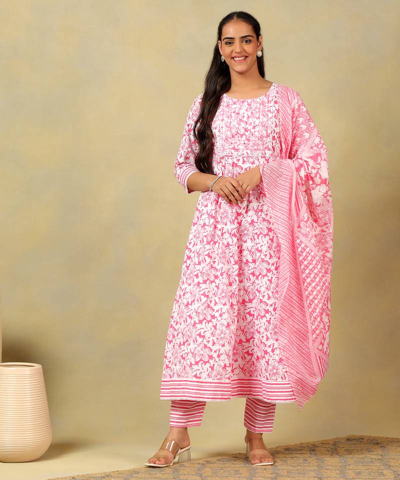 Yasmin floral bloom anarkali suit set