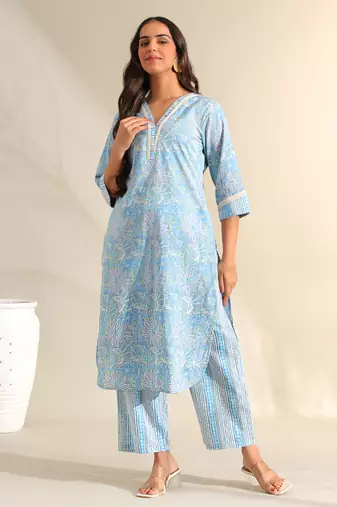 Saanvi sky floral kurta set