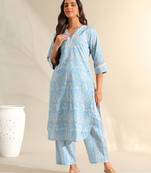 Saanvi sky floral kurta set