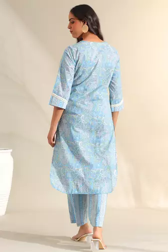 Saanvi sky floral kurta set