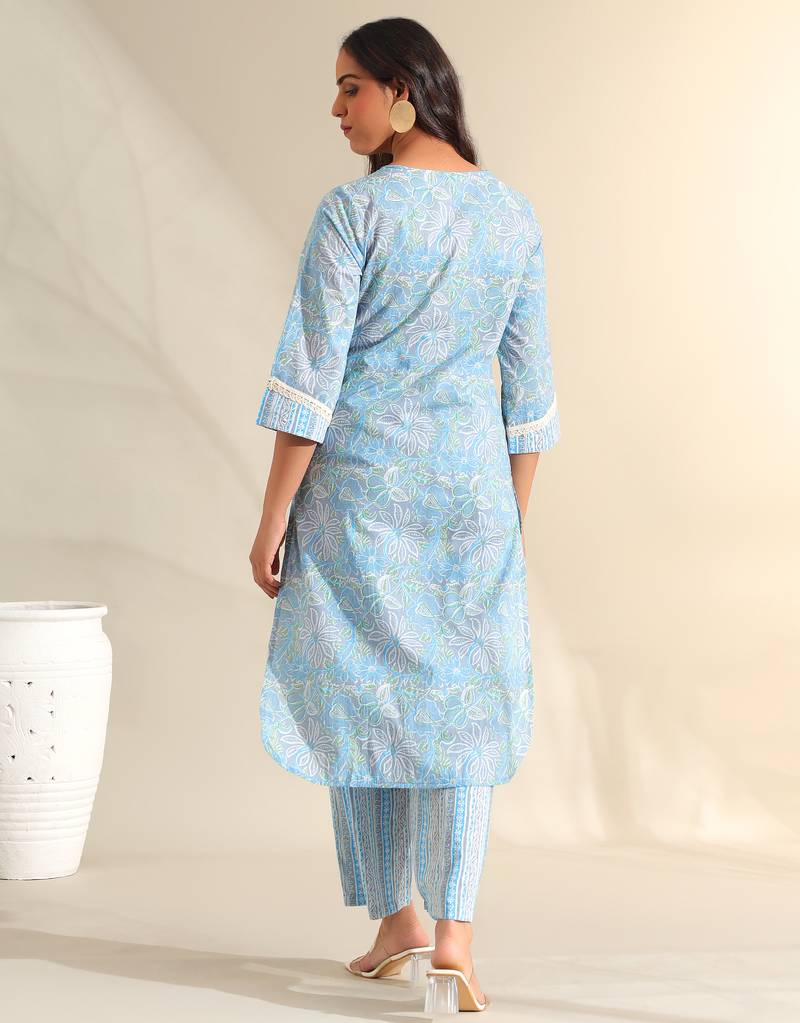 Saanvi sky floral kurta set