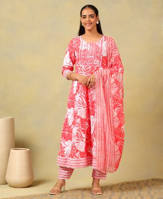 Zoya lush floral anarkali suit set 1