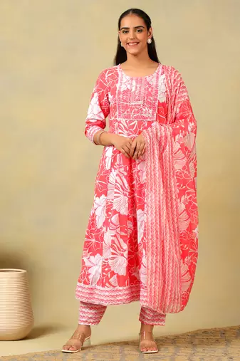 Zoya lush floral anarkali suit set