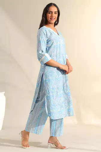Saanvi sky floral kurta set