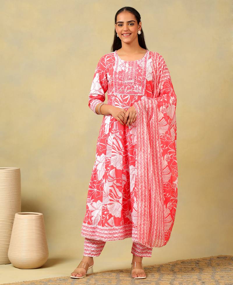 Zoya lush floral anarkali suit set