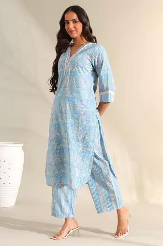 Saanvi sky floral kurta set