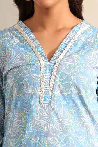 Saanvi sky floral kurta set