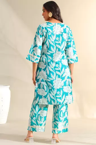 Kavya deep sea floral kurta set