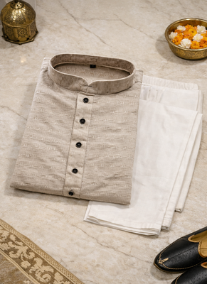 Grey color jaquard butti work jaquard silk kurta payjama set 5