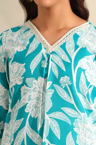 Kavya deep sea floral kurta set