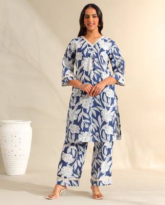 Meera indigo bloom kurta set 1