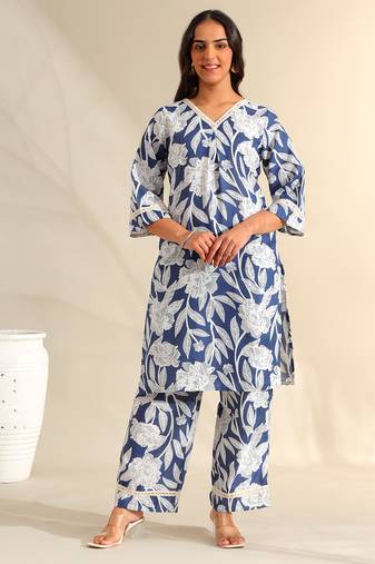 Meera indigo bloom kurta set