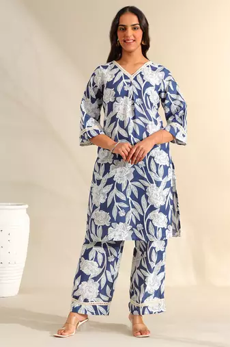 Meera indigo bloom kurta set