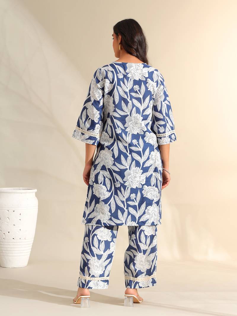 Meera indigo bloom kurta set