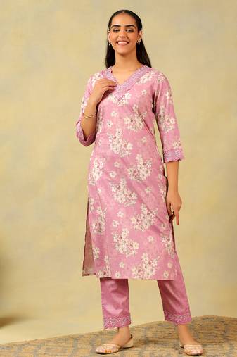 Lavanya lilac floral garden kurta-set