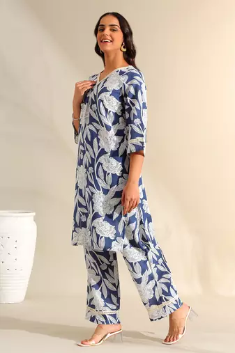 Meera indigo bloom kurta set