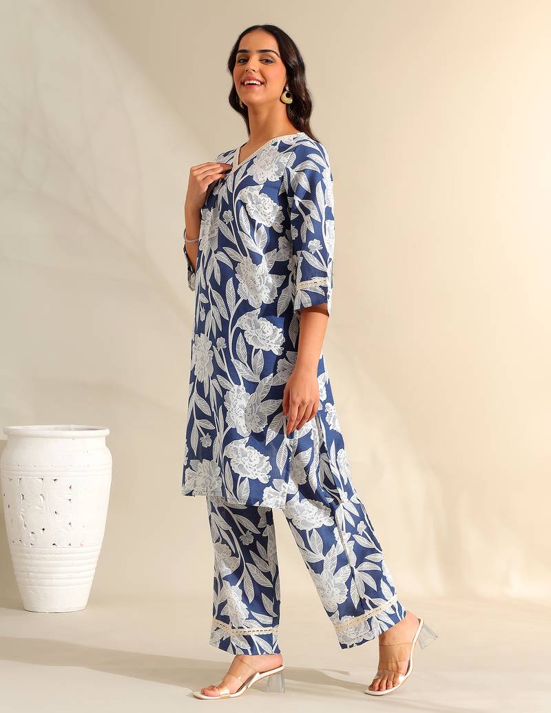 Meera indigo bloom kurta set