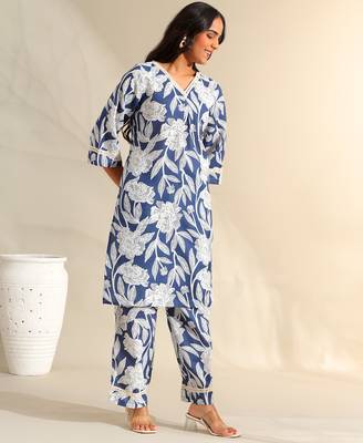 Meera indigo bloom kurta set 4