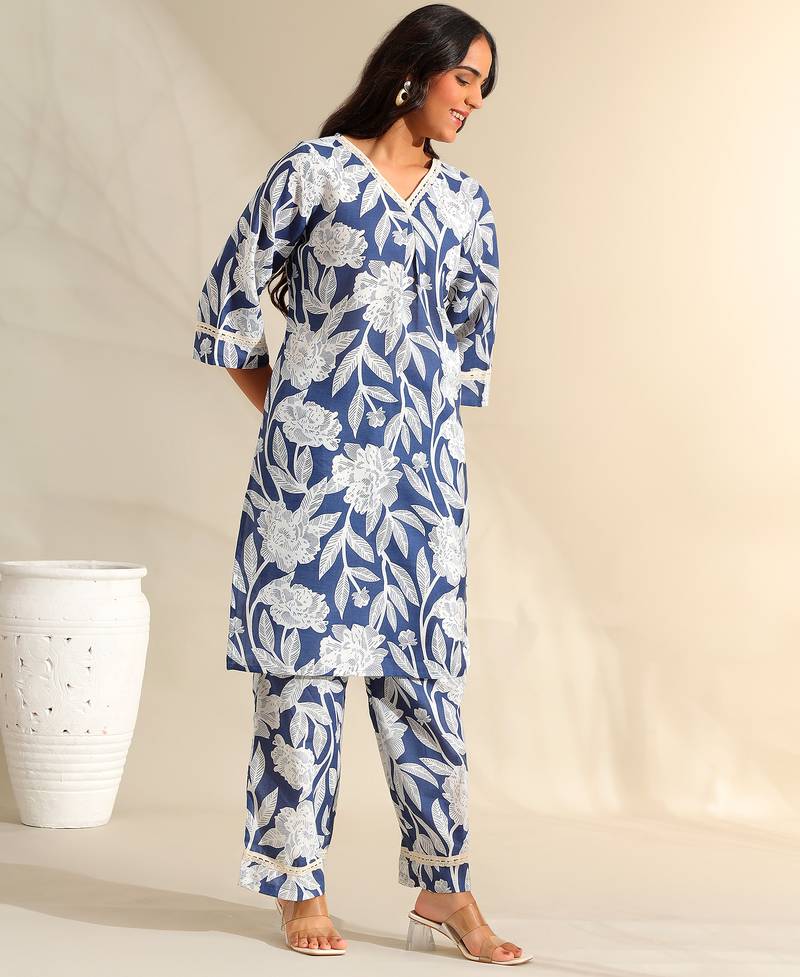 Meera indigo bloom kurta set