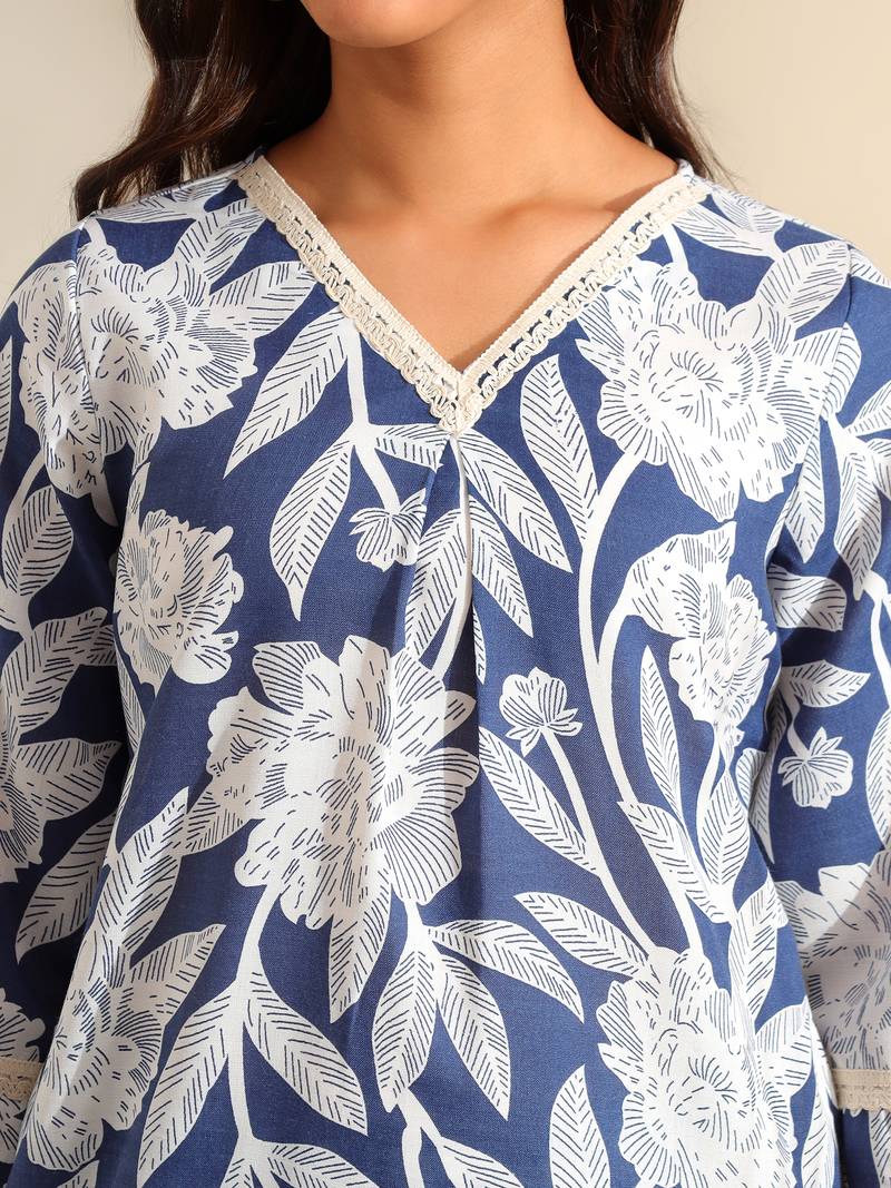 Meera indigo bloom kurta set