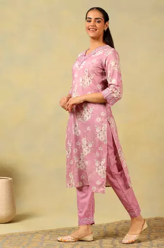Lavanya lilac floral garden kurta-set