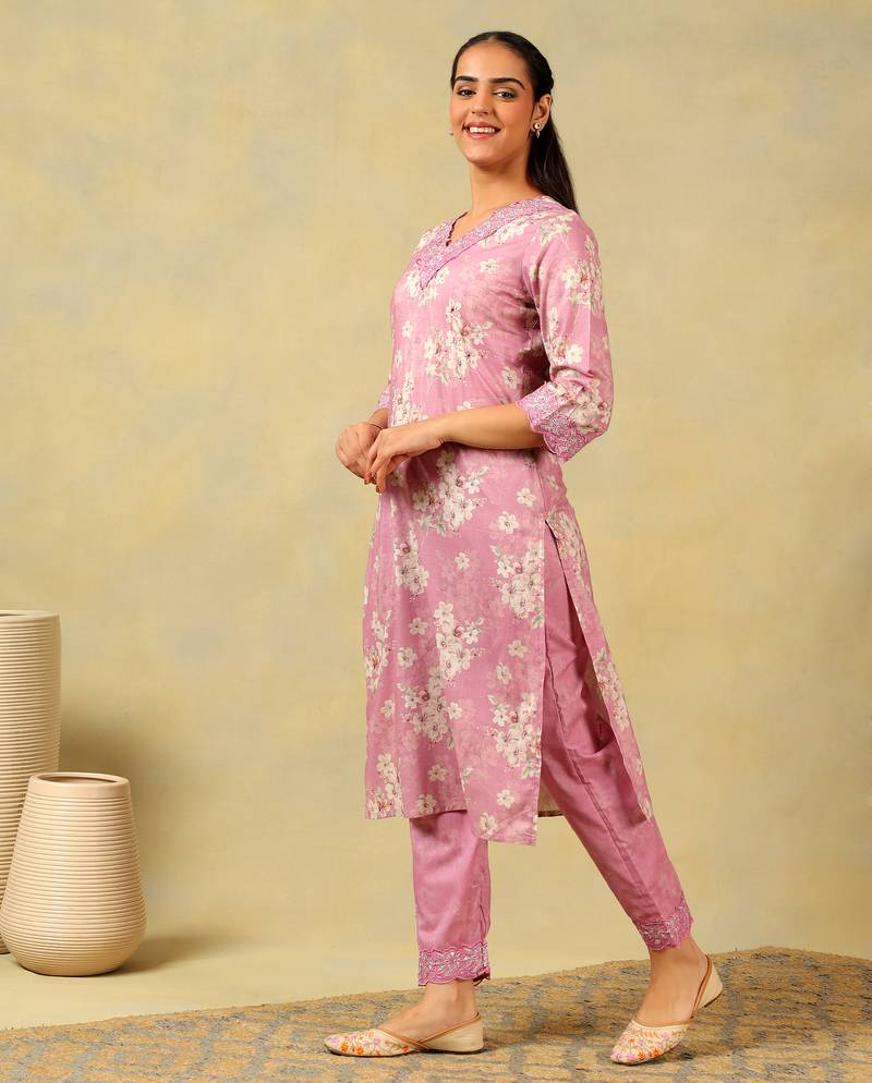 Lavanya lilac floral garden kurta-set