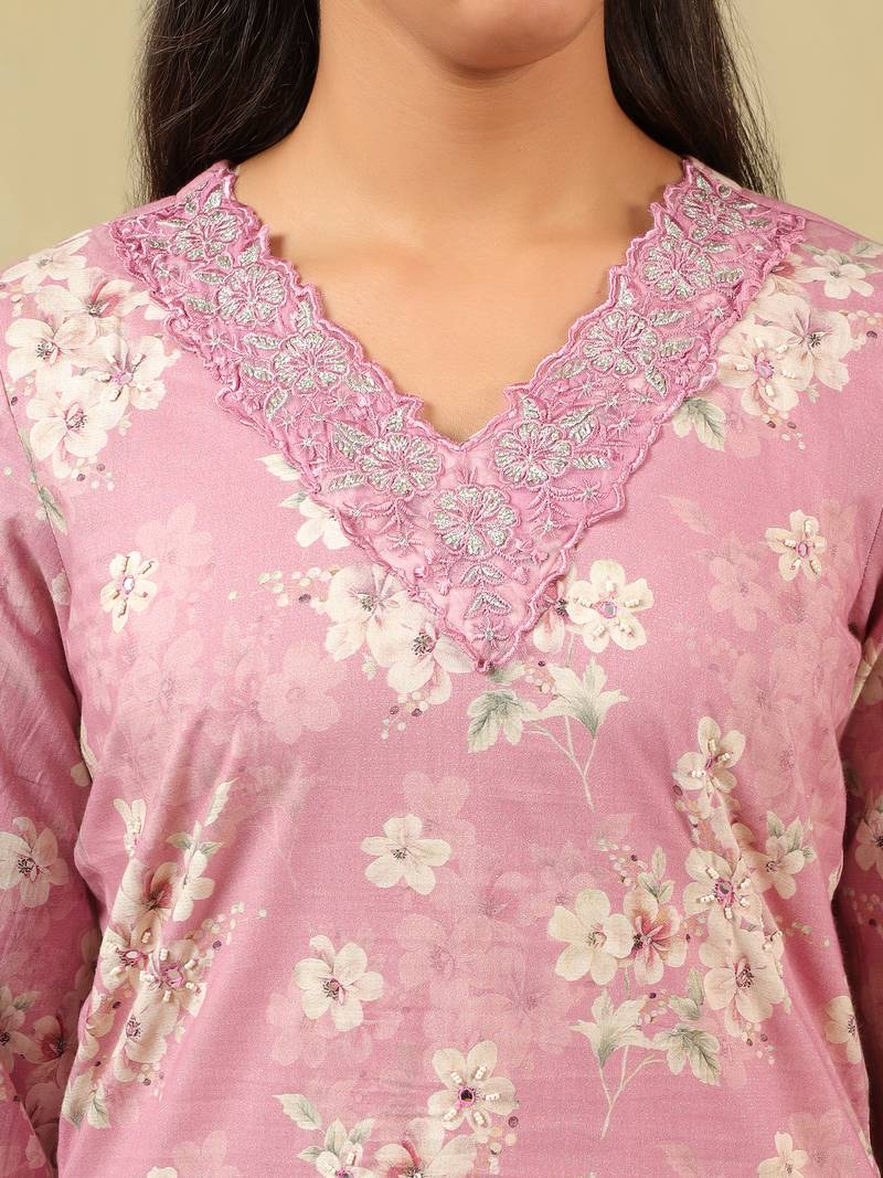 Lavanya lilac floral garden kurta-set