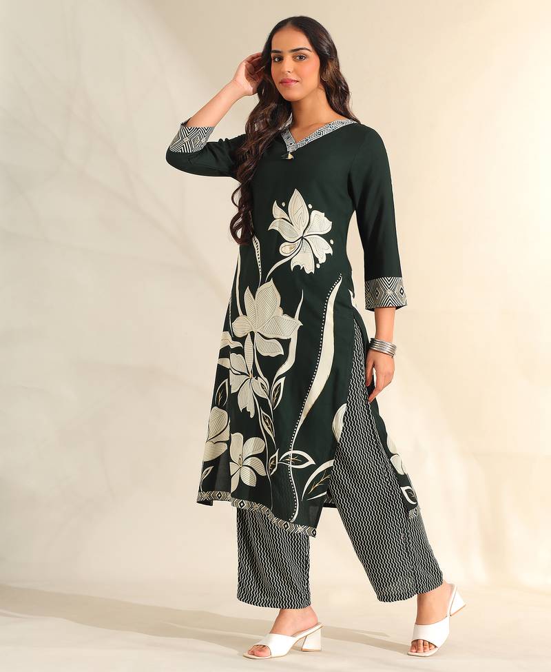 Zara emerald lily kurta set