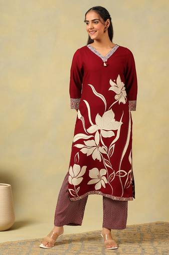 Ishani maroon lily kurta set