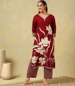 Ishani maroon lily kurta set
