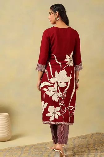 Ishani maroon lily kurta set