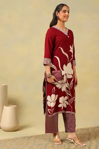 Ishani maroon lily kurta set